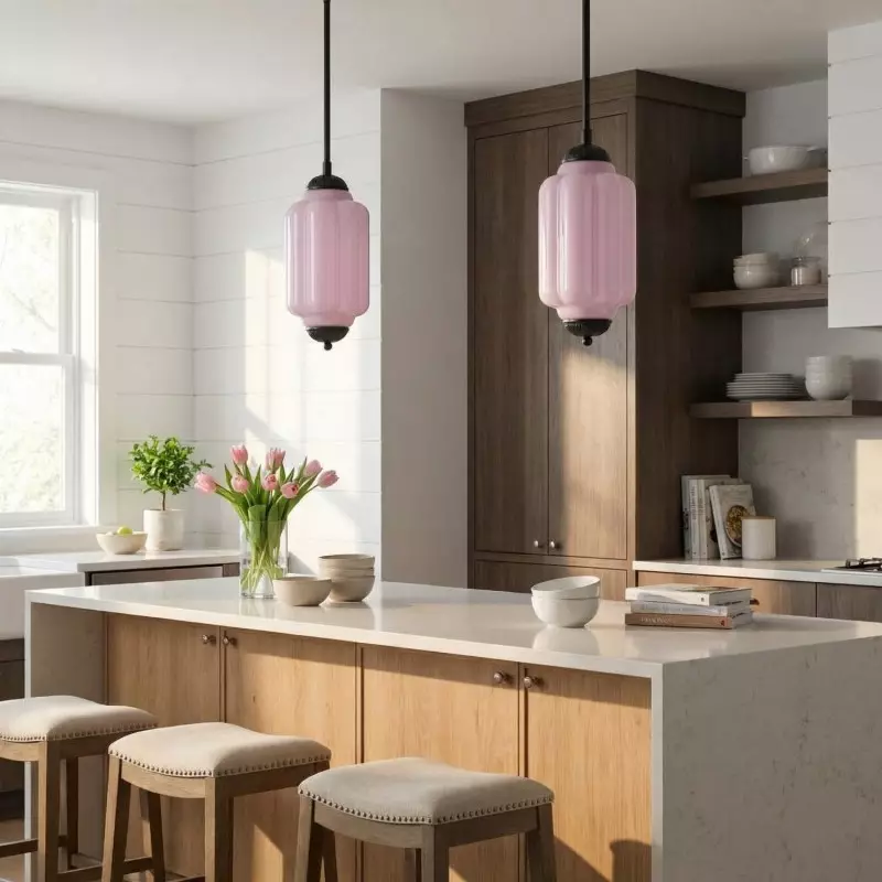 Cyrilith Farmhouse Pumpkin Glass Eloise Pendant Light