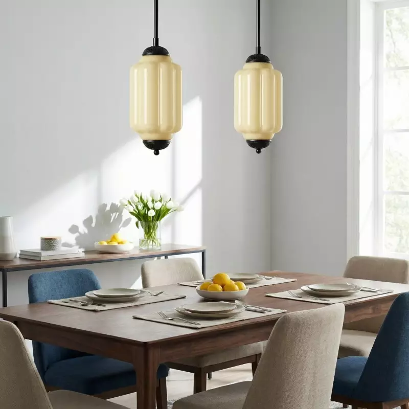 Cyrilith Farmhouse Pumpkin Glass Eloise Pendant Light