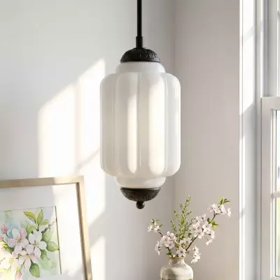 Cyrilith Farmhouse Pumpkin Glass Eloise Pendant Light