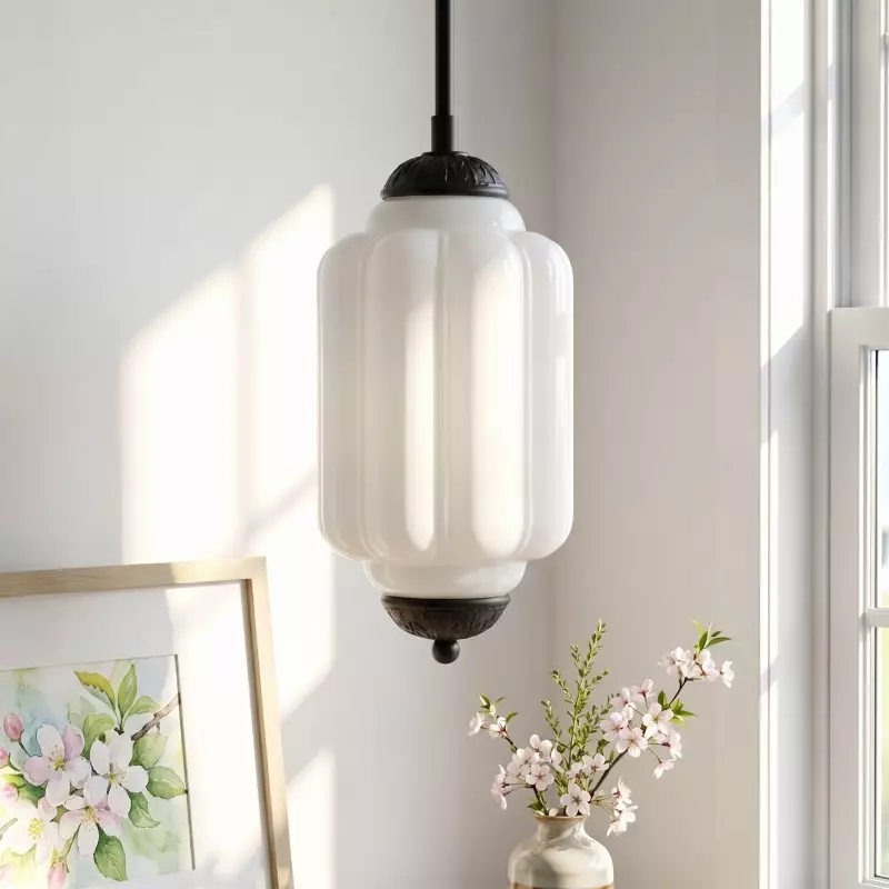 Cyrilith Farmhouse Pumpkin Glass Eloise Pendant Light