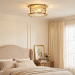 Gillen Vintage Ribbed Glass Drum Flush Mount Ceiling Light