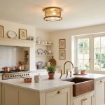 Gillen Vintage Ribbed Glass Drum Flush Mount Ceiling Light