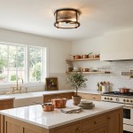 Gillen Vintage Ribbed Glass Drum Flush Mount Ceiling Light