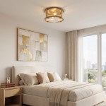 Gillen Vintage Ribbed Glass Drum Flush Mount Ceiling Light