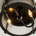 Gillen Vintage Ribbed Glass Drum Flush Mount Ceiling Light