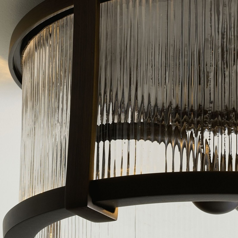 Gillen Vintage Ribbed Glass Drum Flush Mount Ceiling Light