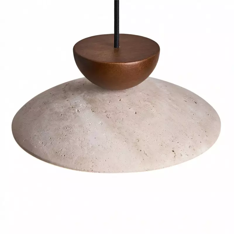 Tilda Modern Wabi-Sabi Travertine Dome Pendant Light