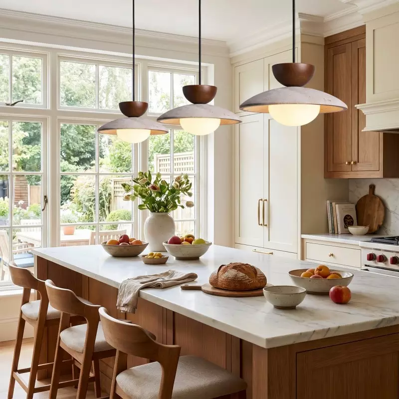 Tilda Modern Wabi-Sabi Travertine Dome Pendant Light