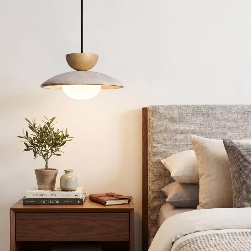 Tilda Modern Wabi-Sabi Travertine Dome Pendant Light