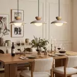 Tilda Modern Wabi-Sabi Travertine Dome Pendant Light