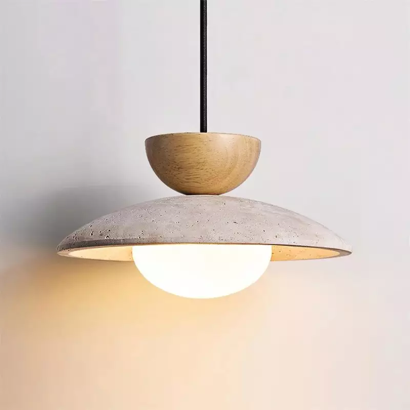 Tilda Modern Wabi-Sabi Travertine Dome Pendant Light