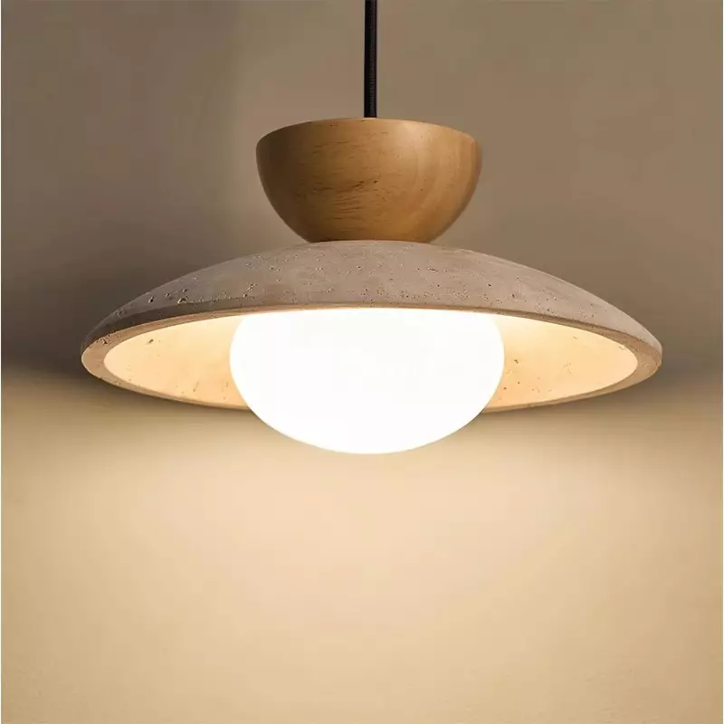 Tilda Modern Wabi-Sabi Travertine Dome Pendant Light