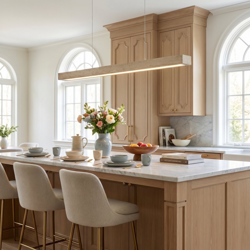 Umberto Minimalist Travertine Linear Pendant Light