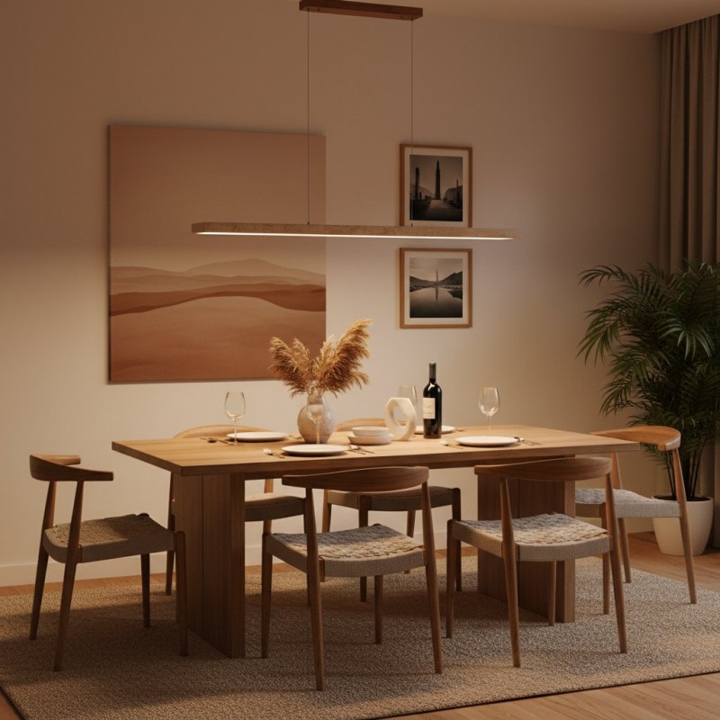 Umberto Minimalist Travertine Linear Pendant Light