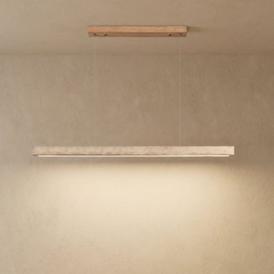 Umberto Minimalist Travertine Linear Pendant Light