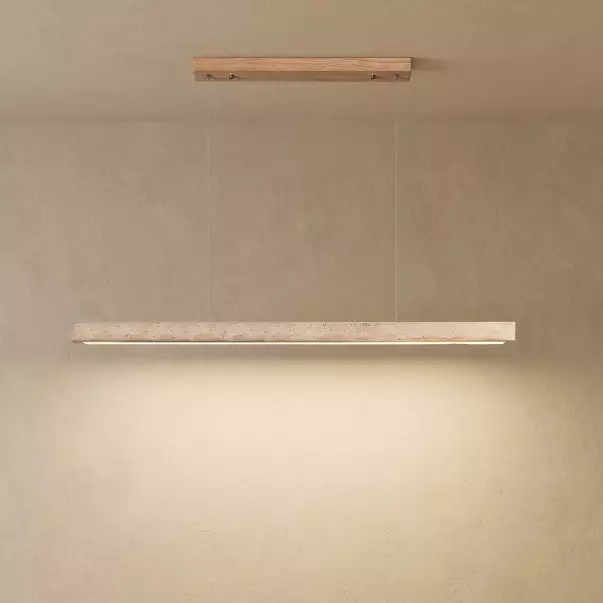 Umberto Minimalist Travertine Linear Pendant Light