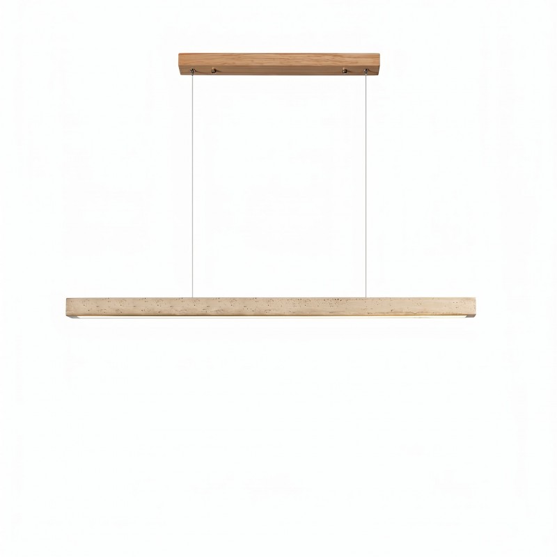 Umberto Minimalist Travertine Linear Pendant Light
