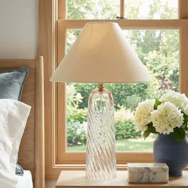 Latham Vintage Glass Bottle Fabric Table Lamp