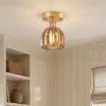 Ozir Stained Glass Flush Mount Tulip Light