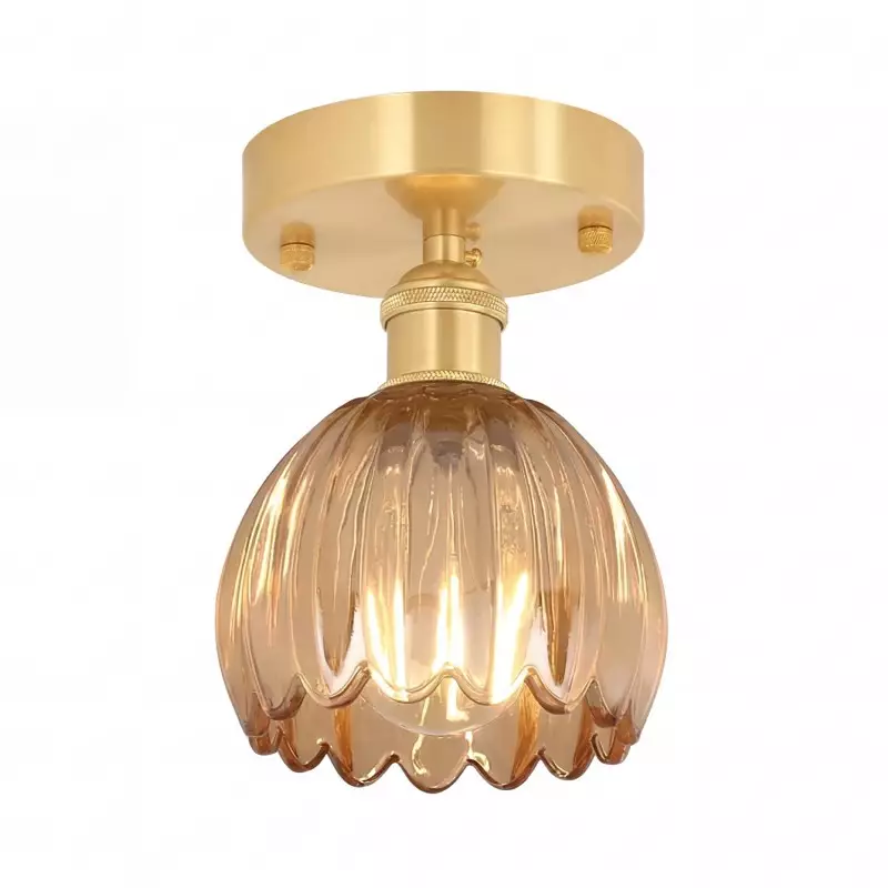 Ozir Stained Glass Flush Mount Tulip Light