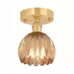 Ozir Stained Glass Flush Mount Tulip Light