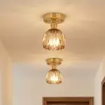 Ozir Stained Glass Flush Mount Tulip Light