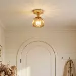 Ozir Stained Glass Flush Mount Tulip Light