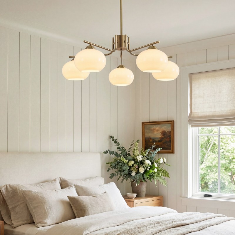 Kairox Mid Century Bauhaus Large Glass Globe Sputnik Chandelier