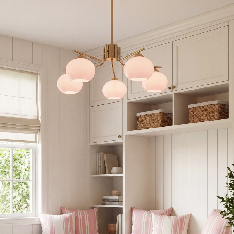 Kairox Mid Century Bauhaus Large Glass Globe Sputnik Chandelier