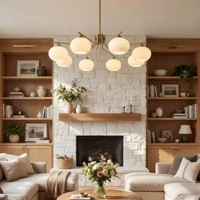 Kairox Mid Century Bauhaus Large Glass Globe Sputnik Chandelier