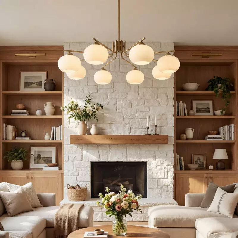 Kairox Mid Century Bauhaus Large Glass Globe Sputnik Chandelier