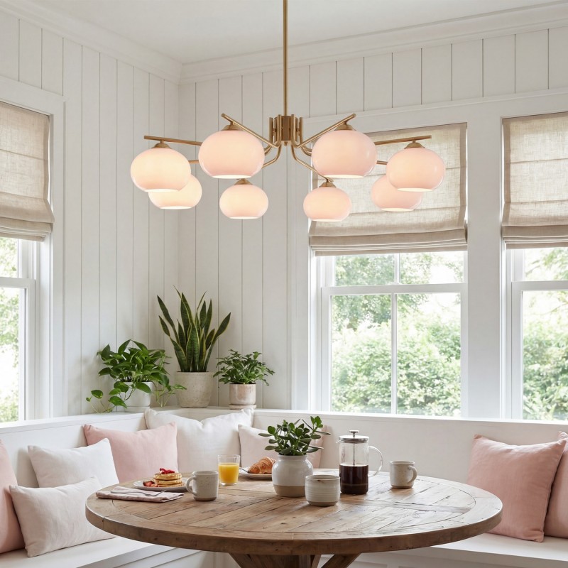 Kairox Mid Century Bauhaus Large Glass Globe Sputnik Chandelier