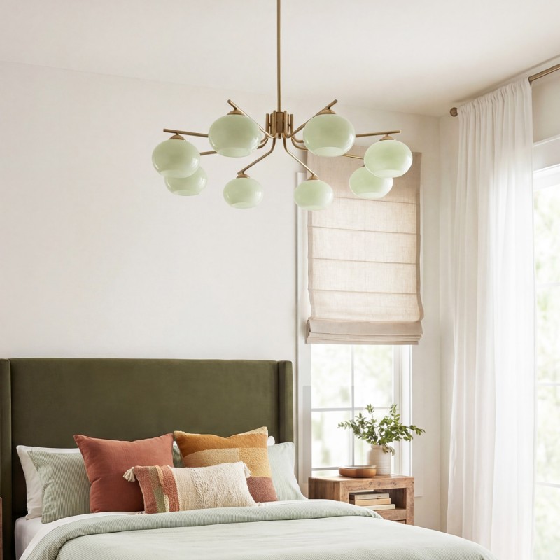 Kairox Mid Century Bauhaus Large Glass Globe Sputnik Chandelier