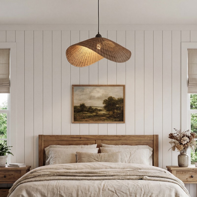 Holli Organic Boho Wicker Rattan Pendant Light