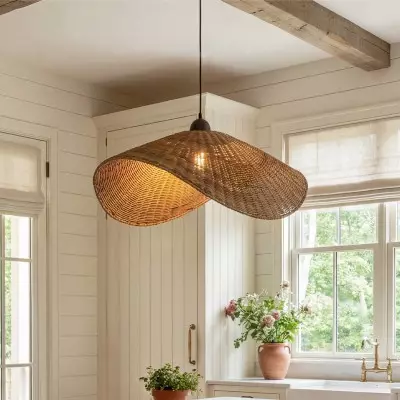 Holli Organic Boho Wicker Rattan Pendant Light