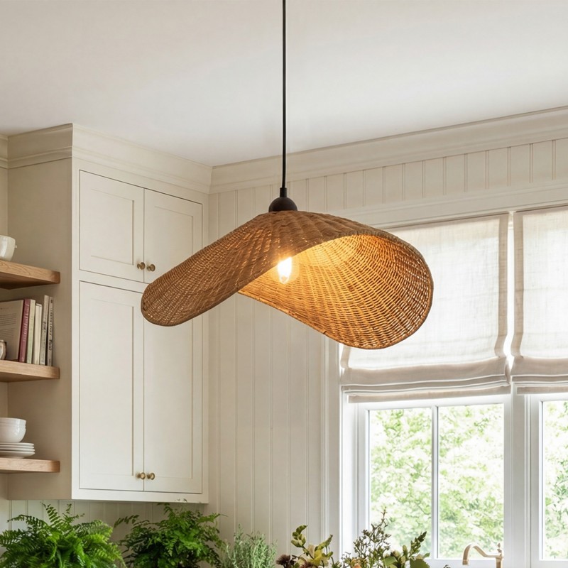 Holli Organic Boho Wicker Rattan Pendant Light