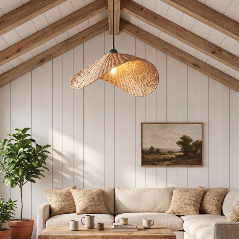 Holli Organic Boho Wicker Rattan Pendant Light