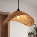 Ambrose Solid Wood And Brass Accent Round Metal Pendant Light