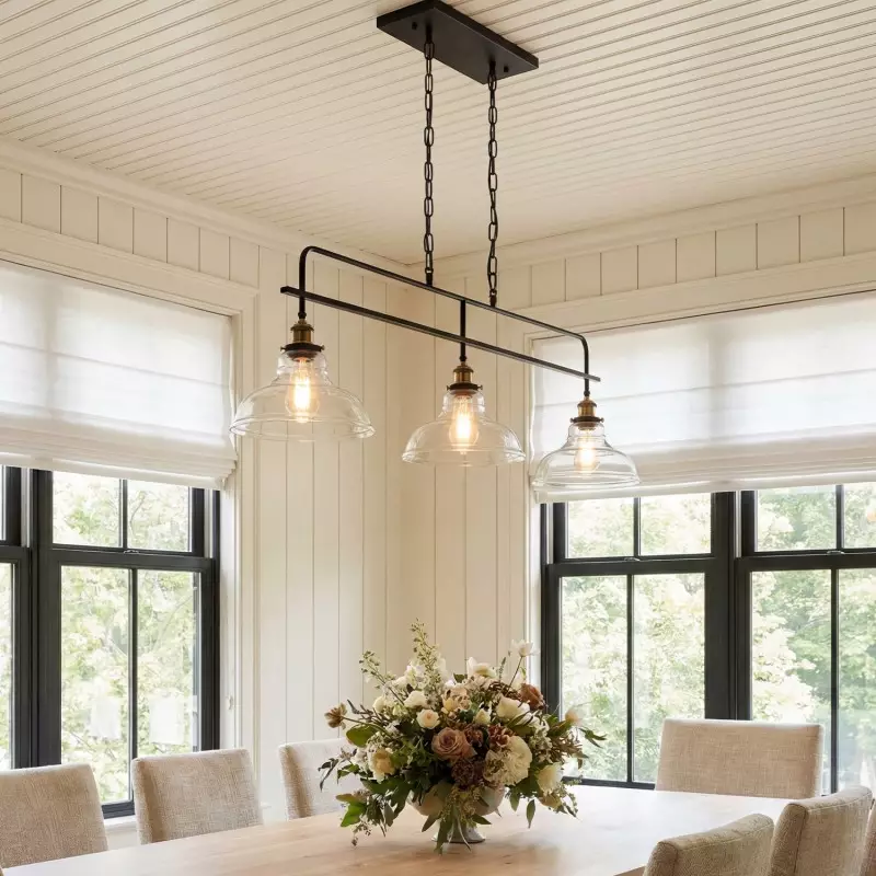 Bronte Industrial Metal 3 Lights Dome Glass Chandelier