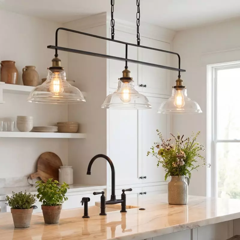 Bronte Industrial Metal 3 Lights Dome Glass Chandelier