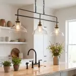 Bronte Industrial Metal 3 Lights Dome Glass Chandelier