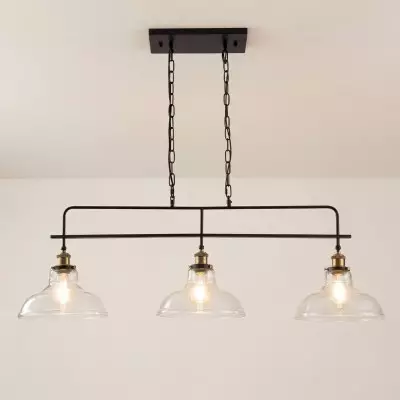 Bronte Industrial Metal 3 Lights Dome Glass Chandelier