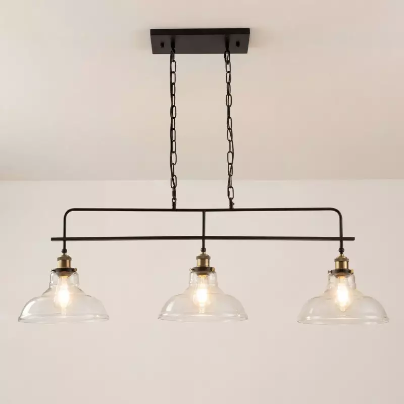 Bronte Industrial Metal 3 Lights Dome Glass Chandelier