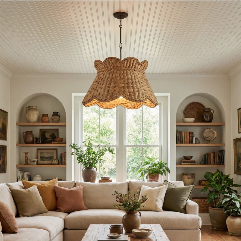 Karinne Natural Flower Rattan Pendant Light
