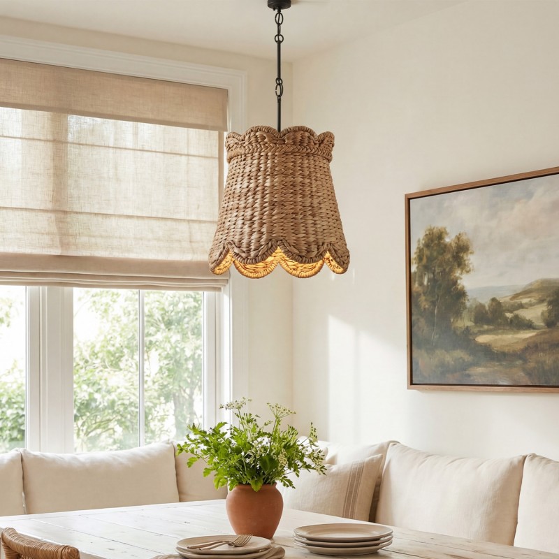Karinne Natural Flower Rattan Pendant Light