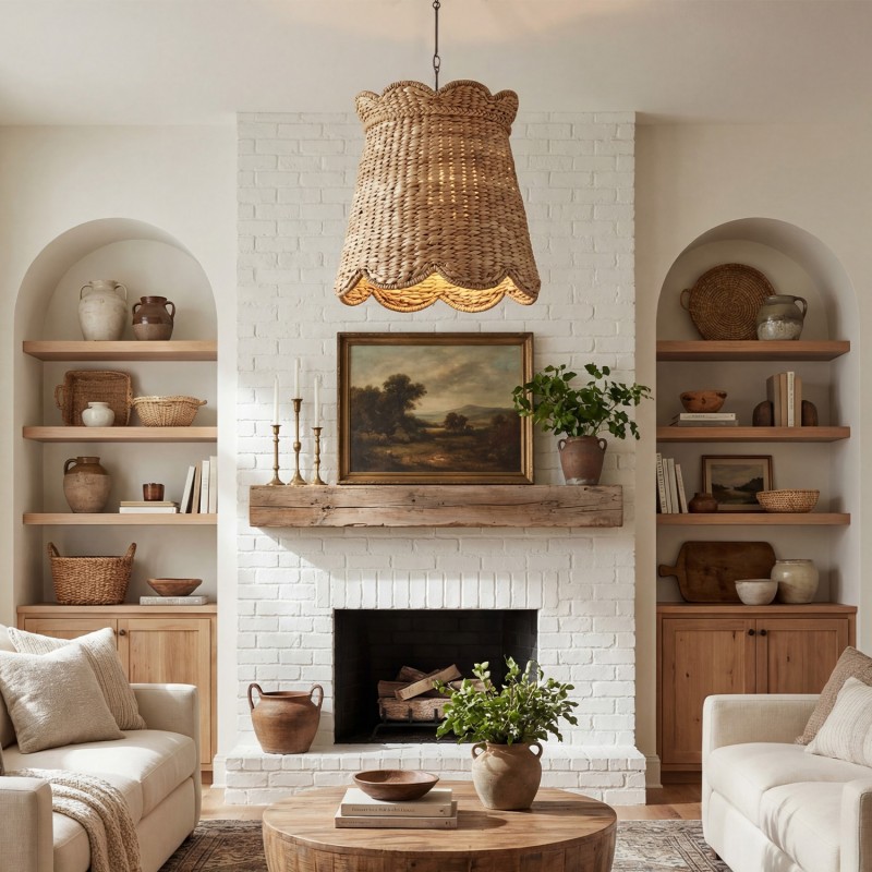 Karinne Natural Flower Rattan Pendant Light