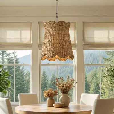 Karinne Natural Flower Rattan Pendant Light