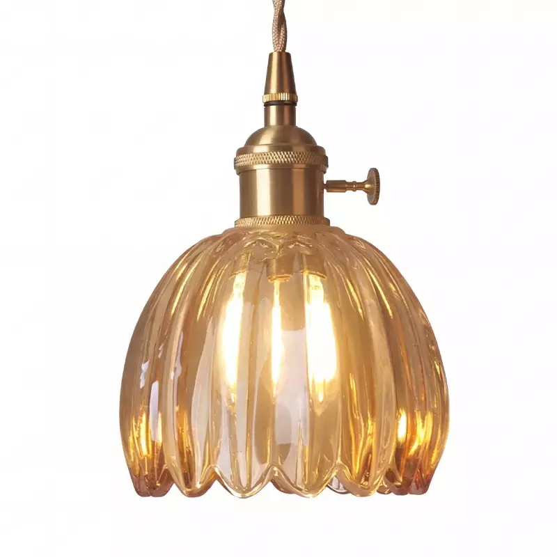 Ivana Retro Copper and Glass Tulip Pendant Light