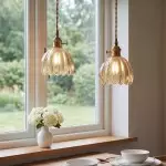 Ivana Retro Copper and Glass Tulip Pendant Light