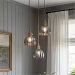 Ivana Retro Copper and Glass Tulip Pendant Light